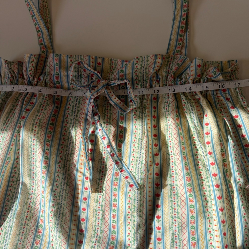 Vintage Lanz of Salzburg Floral Striped Nightgown British Hong Kong Blue White - Picture 9 of 10